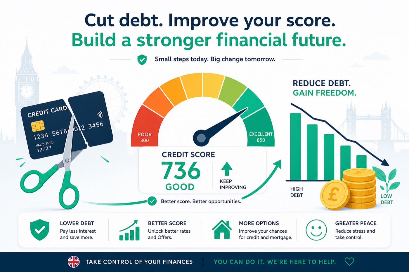 Debt and credit score illustration